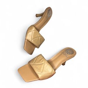 🎉✨VIP - Vince Camuto -  Dulce De Leche Quilted Open Square Toe Martini Heels 6.5